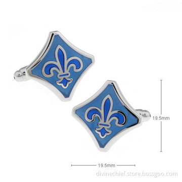 Factory Direct Blue Enamel Cufflinks, Stainless Steel/Copper Cufflinks For Men